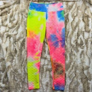 EUC•Acting Pro tie-dyed scrunched butt leggings